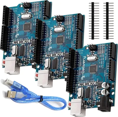 Zdjęcie produktu dla AZ-Delivery Płytka mikrokontrolera AZ-ATmega328 z kablem USB, zestaw 3x