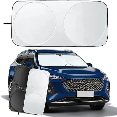 Produktbild von Sonnenschutz Auto Frontscheibe Innen Faltbar Windschutzscheibe Sonnenschutz Sonnenblende Auto Frontscheibe Frontscheibenabdeckung Hitzeschutz Auto UV Schutz für Verschiedener GrößE Auto (160 * 85cm)