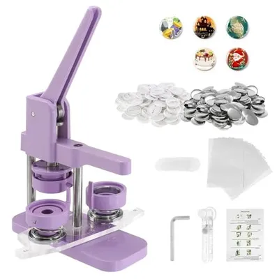 Productafbeelding van Badge Machine - Pinmaker DIY - Gepersonaliseerde Accessoires - Eenvoudig Bedienbaar - 58 mm - Lila