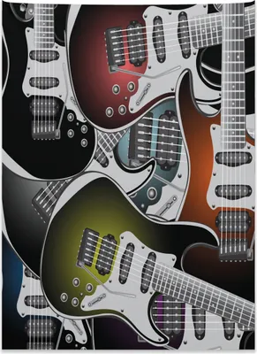 Produktbild von Abakuhaus Popstar-Party Wandteppich, Bunte Gitarren aus Weiches Mikrofaser Stoff Kein Verblassen Klare Farben Waschbar, 110 x 150 cm, Mehrfarbig