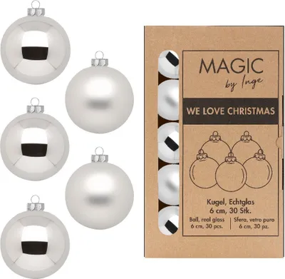 Immagine prodotto di Baubles di Natale 30 pezzi 6cm Frosty Silver