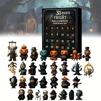 Imagen del producto de Calendario de Adviento de Halloween con 31 días y figuras coleccionables de temática terrorífica