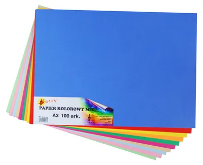 Obrázok produktu pre Farebný papier A3 mix 100 listov 10 farieb