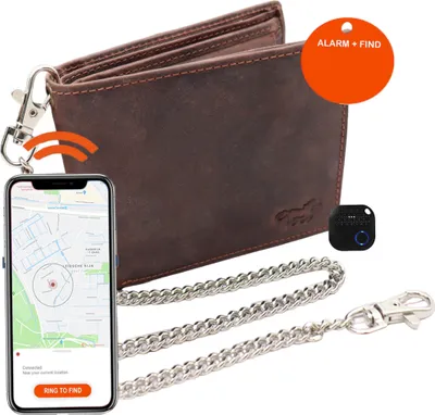 Produktbild von Herren Geldbörse - Geldbörse - GPS-Bluetooth-Tracker - Schlüsselfinder – Jäger Braun