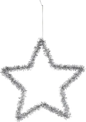 Produktbild von Dekohänger Stern mit Folienfäden 25 cm silber