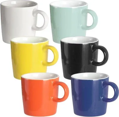 Obrázok produktu pre Sada 6 mini porcelánových šálok na espresso, objem 120 ml, v rôznych farbách – Famanu