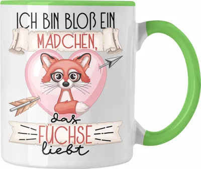 Produktbild von Trendation - Fuchs Tasse Geschenk Frauen Ich Bin Bloß Ein Mädchen Das Füchse Liebt Fuchs-Liebhaberin Rote Haare Rothaarig Geschenk Spruch Geburtstag (Grün)