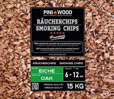 Produktbild von PINI 15 Kg Räucherchips Eiche 6-12 mm Smoking Chips Räucherspäne