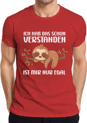 Zdjęcie produktu dla Understood I don't care sloth sleeping Śmieszne powiedzenie ironia Koszulka męska, Czerwony, XL