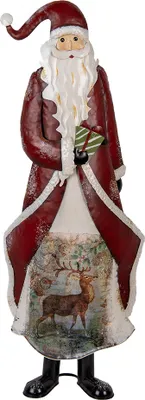 Image de Clayre & Eef Figurine de décoration de Noël Père Noël 33x16x85 cm Rouge Métal