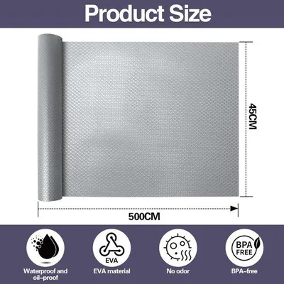 Productafbeelding van Unyqoos® Antislip- en waterdichte EVA-mat 45 x 500 cm – snijbaar, BPA-vrij, antislip voor lades en planken, zonder resten