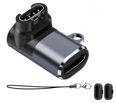 Productafbeelding van Qost - USB-C naar Garmin Adapter - Spacegrey - Oplaad Connector 90 Graden - Compatibel met Garmin Instinct / Forerunner / Fenix - 1-Pack, AI-gegenereerde afbeelding