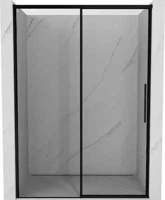 Image de Mexen Rox Cabine de douche à porte coulissante gauche 155 cm, cadre noir, noir - 8C2-155-000-70-70-L