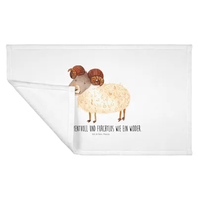 Produktbild von Mr. & Mrs. Panda Handtuch Sternzeichen Widder - Weiß - Geschenk, Flauschtuch, gesichtshandtuch, Geburtstag März, Bock, baumwolle, April, Frotteehandtuch, 50x100
