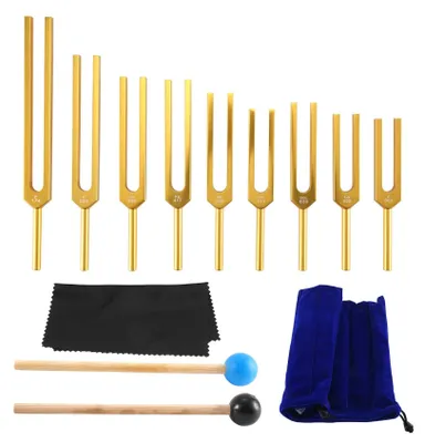 Productafbeelding van Set aus 9 Stimmgabeln mit Stimmhammer und Reinigungstuch