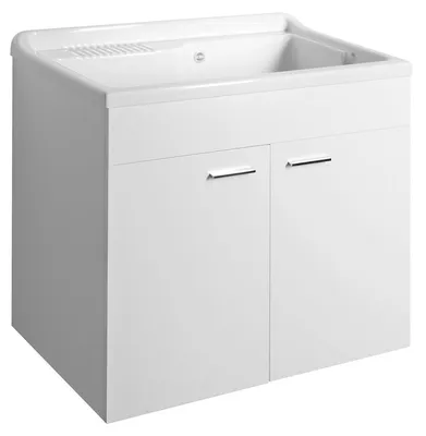 Produktbild von Aqualine Waschbecken aus Kunststoff mit Unterschrank 80x50 cm, inklusive Siphon