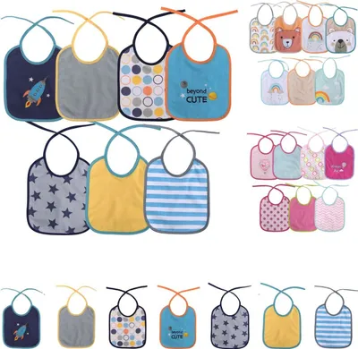 Produktbild von Baby Care Babylatz-Set 7-teilig, einlagig, zum Binden, waschbar, ab Geburt blau