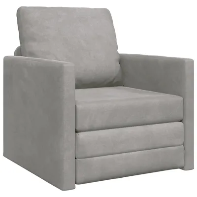 Zdjęcie produktu dla vidaXL Sofa rozkładana jasnoszara 74 x 77 x 81 cm aksamitna