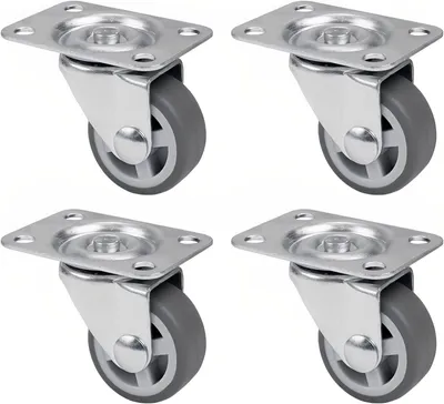Produktbild von PRIOstahl Lenkrollen 4 Graue Rollen Rollengröße: 30mm Möbelrollen