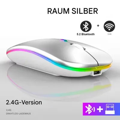 Produktbild von Kabellose RGB Gaming Maus – Wiederaufladbare Bluetooth Maus mit LED Hintergrundbeleuchtung, ergonomischem Design und 3600 DPI für Laptop und PC