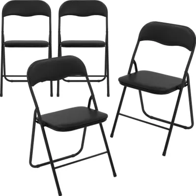 Produktbild von ECD Germany Klappstühle 4er Set, Schwarz, Campingstuhl mit Metallrahmen, Gartenstuhl platzsparend klappbar Klappstuhl bis 110 kg Balkonstuhl faltbar