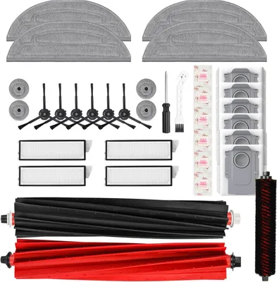 Produktbild von 35 Stück Zubehör für Roborock S8 MaxV Ultra Staubsauger, 2Hauptbürsten,4Filter,4Wischtücher,4 wischmopp,6Staubbeutel,6Seitenbürsten,6Flach-Duftstein1,Schraubendreher,1Reinigungsbürste