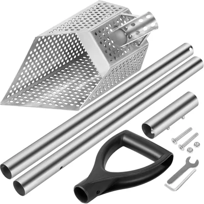 Immagine prodotto di VEVOR metal detector pala di sabbia in acciaio inox 15x25cm marea pala piatta 127cm manico marea pala piatta 10 millimetri foro (rotondo) spiaggia pala di sabbia 2 millimetri di spessore sabbia scoop adatto per metal detector per la spalatura in spiaggia