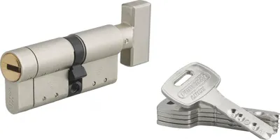 Image de Cylindre de serrure à bouton Federal S, 30Bx42mm, nickel, anti-arrachement, anti-perçage, 5 clés - THIRARD