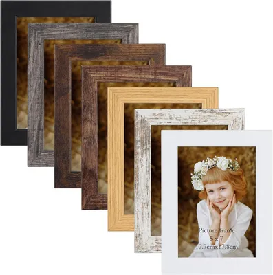 Image de Cadre photo - 13 x 18 cm - Lot de 7, de différentes couleurs - Pour fixation au mur ou sur une table