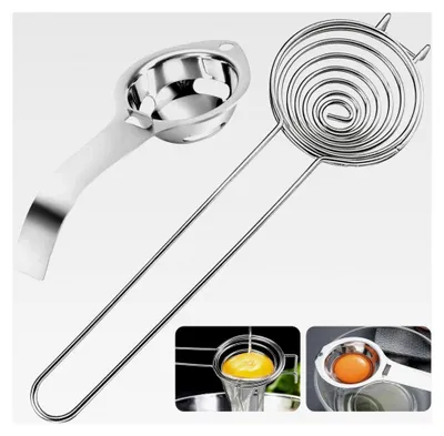 Produktbild von 2 Stück Eigelbtrenner aus Edelstahl zur Trennung von Eigelb und Eiweiß für Kuchen, Kakaokuchen, Apfelkuchen usw.
