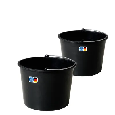 Produktbild von BigDean 2X Baueimer 20l - Mörteleimer mit Henkel - Eimer für Baustelle & Garten - Stabiler Wasserkübel, Betoneimer mit Skala, Blauer Engel - Germany