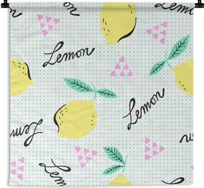 Produktbild von MuchoWow® Wandteppich Wandbehang Hipster - Zitrone - Pastell - Muster 60x60 cm Tapisserie Dekoration Wandtuch - Dekorationen - Wand Decke