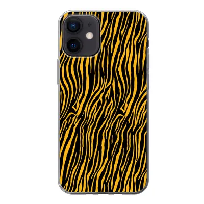 Produktbild von MuchoWow® Handyhülle Schutzhülle Hülle für iPhone 12 Tigerdruck - Schwarz - Orange Silikon Softcase Handy Hülle - Schutzhülle