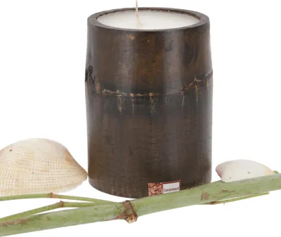 Produktbild von Exotische Thai Duftkerze Bambus - 10 cm Braun, Duft: Lavendel