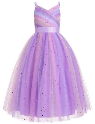 Produktbild von IDOPIP Blumenmädchen Prinzessin Kleid Lang Plissiert Hochzeit Brautjungfer Ballk