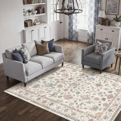 Image de Elzusha - Tapis lavable, dimensions 140 x 200 cm, motif floral