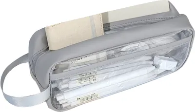 Produktbild von Federmäppchen, großes Fassungsvermögen, doppellagig, innen transparent, mit Reißverschluss, wasserdicht, Aufbewahrung von Gegenständen, PVC-Bleistift-Aufbewahrungstasche, Schreinbehälter, Bürobedarf