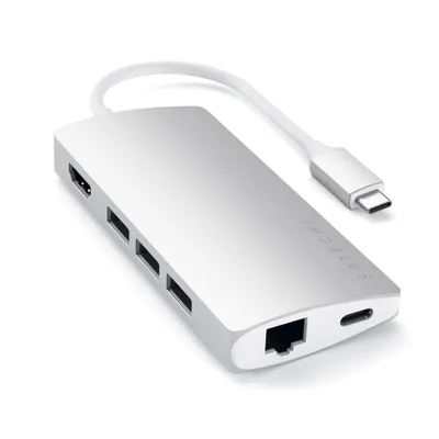 Produktbild von Satechi ST-TCMA2S, USB 3.2 Gen 1 (3.1 Gen 1) Type-C, Silber, MicroSD (TransFlash), SD, HDMI, RJ-45, USB 3.2 Gen 1 (3.1 Gen 1) Type-C, CE, FCC, USB