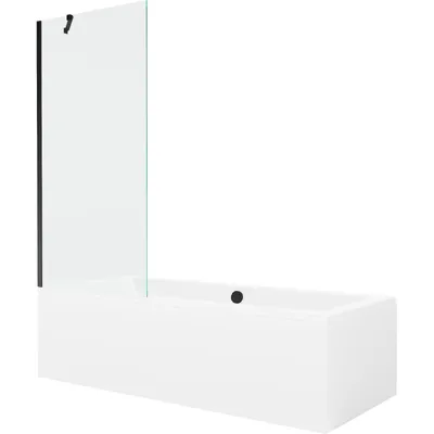 Obrázok produktu pre Mexen Cube obdĺžniková vaňa 180 x 80 cm s obkladom a 1-krídlovou sprchovou zástenou 80 cm, Transparentné, Čierna - 550518080X950