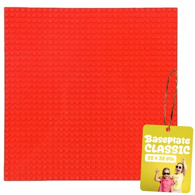Produktbild von Bauplatte 32x32 Noppen, Grundplatte kompatibel mit gängigen Bausteinen, 25,5 x 25,5 cm, EVI KIDS, Rot