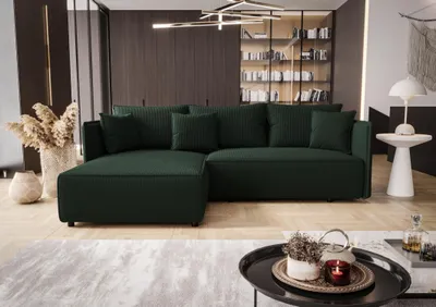 Produktbild von Schlafsofa aus Velours – grün, linke Ecke