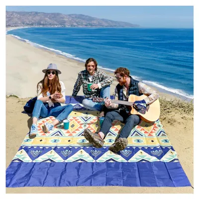 Produktbild von Stranddecke sandfrei 210x200 cm, leicht und dünn, wasserdicht, klein faltbar, Picknickdecke für Strand, Picknick, Wandern, Camping