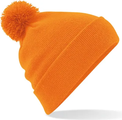 Image de Beechfield Bonnet à pompon unie RW3666 (Taille unique) (Orange)