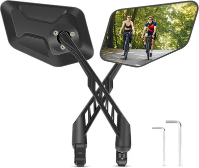 Produktbild von Fahrradspiegel – 2 Stück – Rückspiegel für Fahrrad und E-Bike – Lenkerspiegel – 360° verstellbar – für E-Bikes, Roller und Fahrräder – Schwarz
