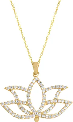 Produktbild von 585er Gelbgold Collierkette mit einem Lotusblüte mit Zirkonia