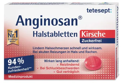 Image de Tetesept Anginosan pastilles pour la gorge sans sucre au goût de cerise, 20 pastilles