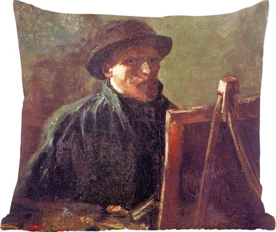 Produktbild von MuchoWow® Zierkissen Sofakissen Wohnzimmer Dekokissen 50x50 cm Selbstbildnis als Maler - Gemälde von Vincent van Gogh - Komfort - Sofakissen