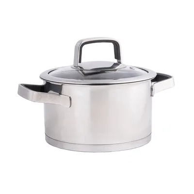 Produktbild von Edelstahl Topf 2L Kochtopf Ø 18 cm Suppentopf Induktion Universaltopf mit Glasdeckel