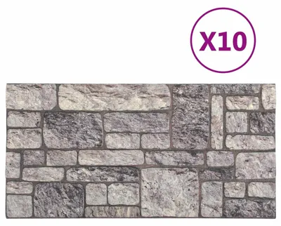 Image de vidaXL : Panneaux muraux, 10 pièces, 100 x 50 cm, gris et blanc, en polystyrène expansé (EPS)