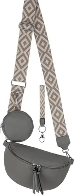Produktbild von Bauchtasche Crossbody-Bag Umhängetasche Kunstleder Italy-Design GREY (53167)